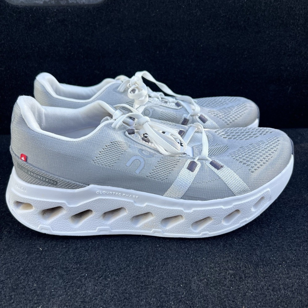 On Cloudeclipse Womens Sz 8.5 Gray White Athletic Running Walking Shoes Sneakers